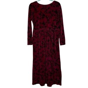 Erika & Company Vintage Velvet Floral Maxi Dress Medium burgundy & black